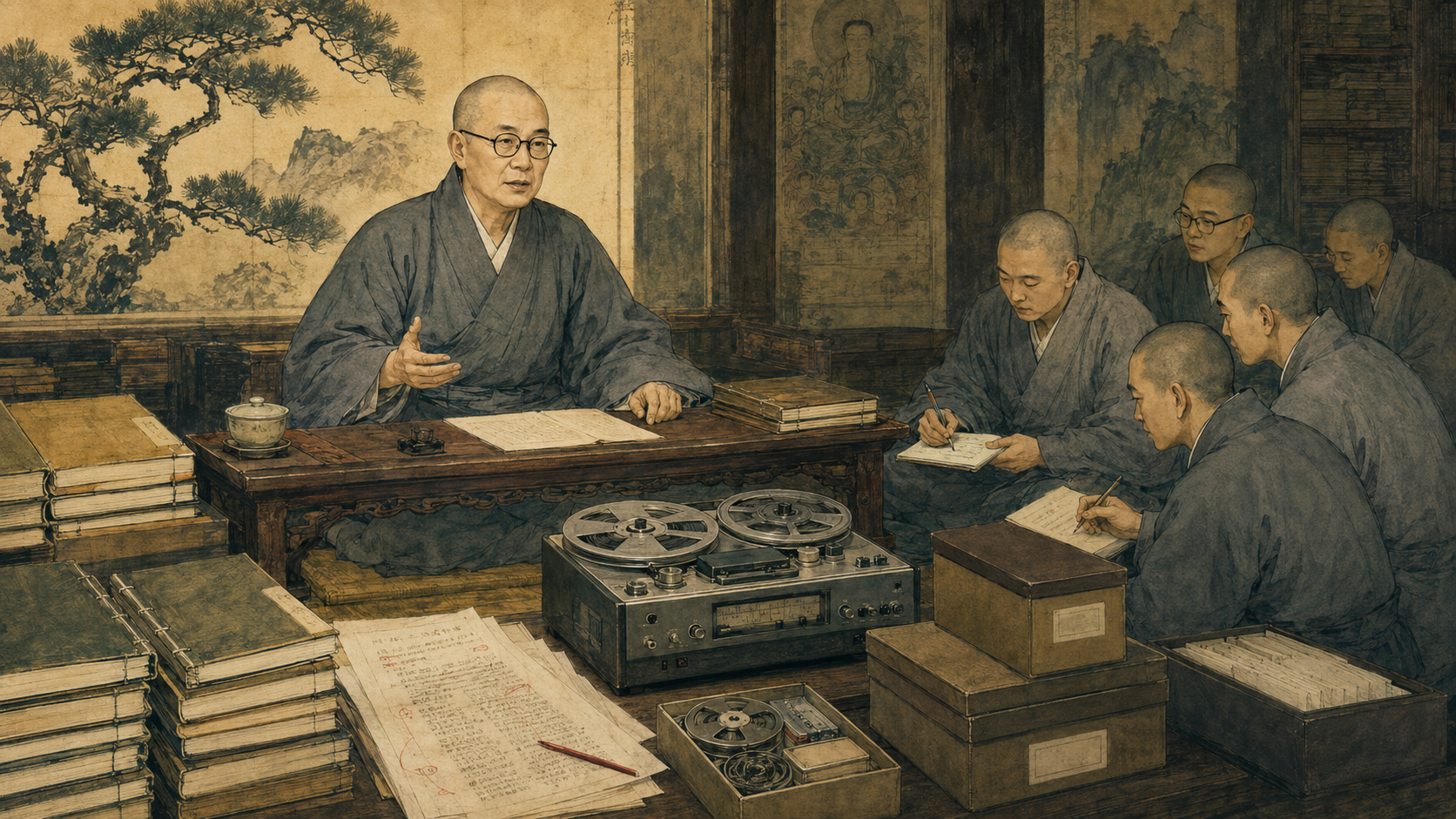 Archival scene for recorded talks and writings